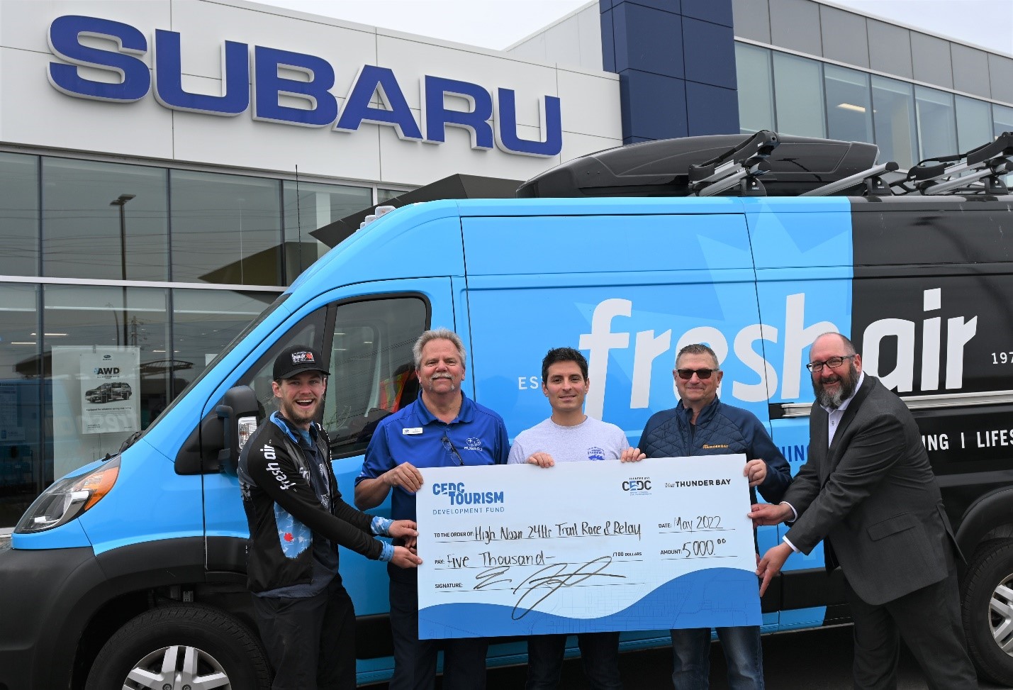 Cheque photo, people holding large cheque, cedc tourism