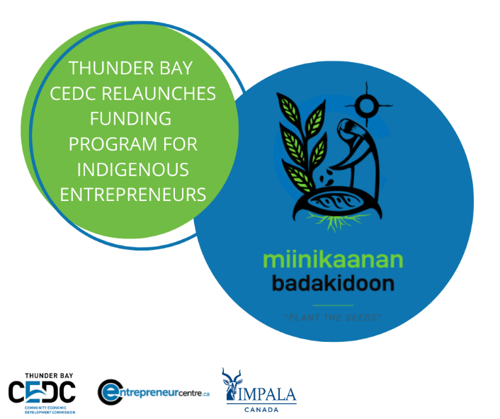 Miinikaanan Badakidoon logo, green and blue, indigenous entrepreneur