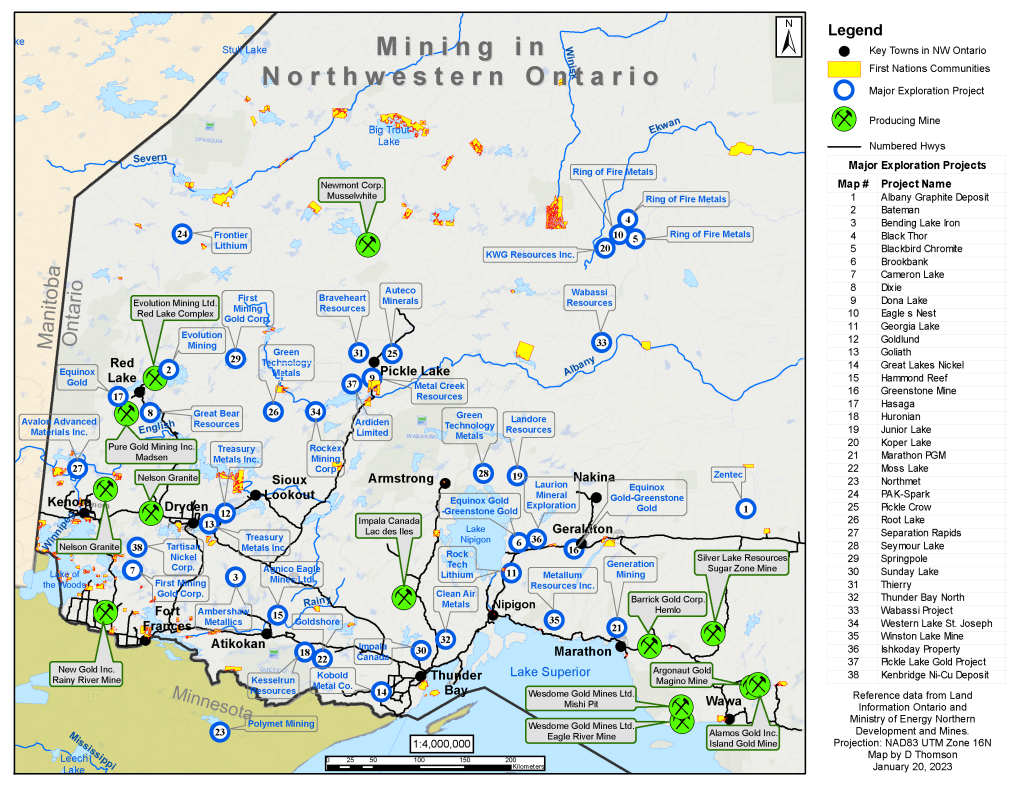 exploration, mining, map, mining ontario, mining in Northwestern Ontario, list of mines, directory