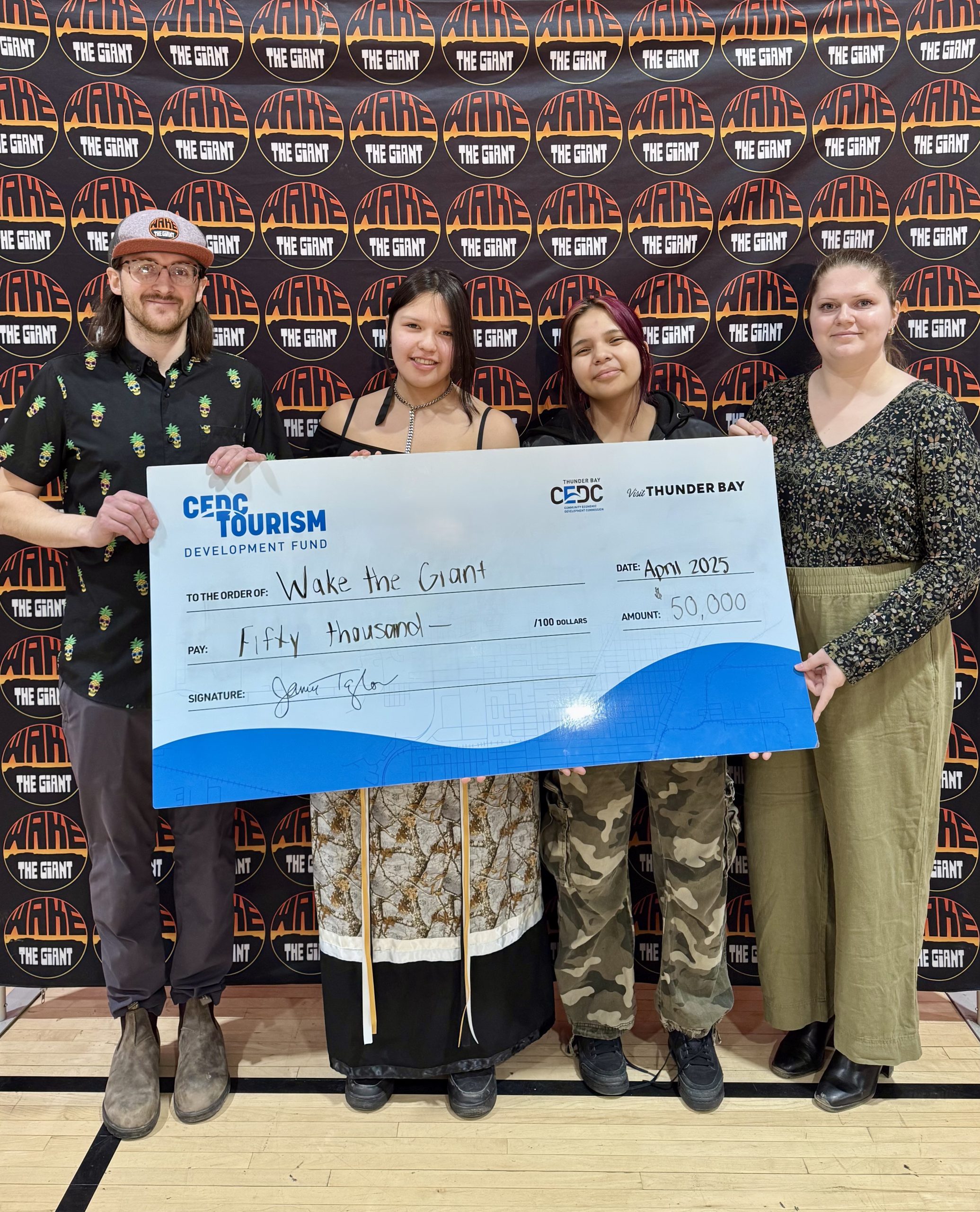 Sean Spenrath (Co-Founder and Organizer of Wake the Giant), Debra Thomas, Jessie McKay, Kirsten Kabernick (Tourism Program Coordinator)