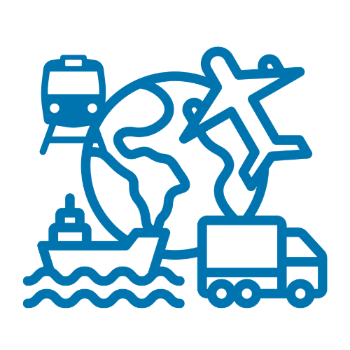 globe with train, ship, air plane & truck