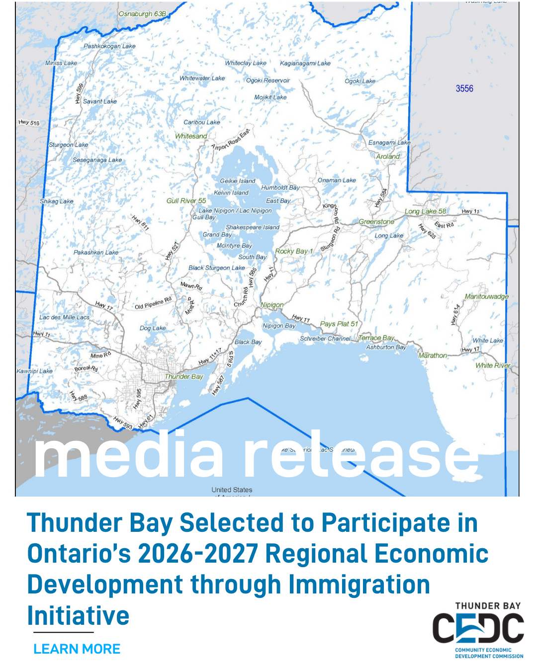 map of Thunder Bay district